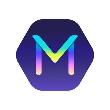 Gradient Logo. The letter M in the Pentagon. Stock Illustration