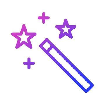 Gradient Magic Wand with Stars and Plus Signs Icon Ilustração Stock