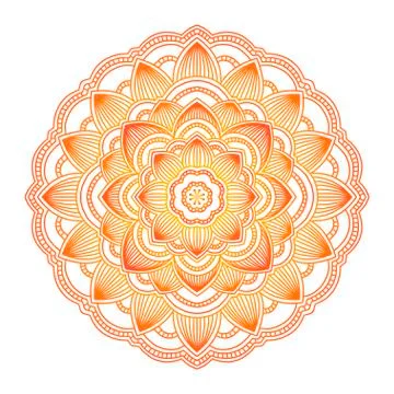 Gradient mandala. Circle ethnic ornament. Hand drawn traditional indian round Stock Illustration
