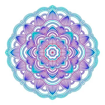 Gradient mandala. Circle ethnic ornament. Hand drawn traditional indian round Stock Illustration