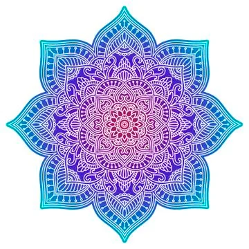 Gradient mandala. Circle ethnic ornament. Hand drawn traditional indian round Stock Illustration