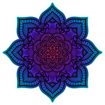 Gradient mandala. Circle ethnic ornament. Hand drawn traditional indian round Stock Illustration