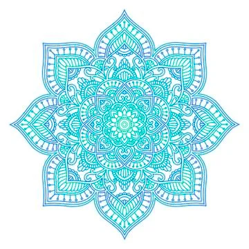Gradient mandala. Circle ethnic ornament. Hand drawn traditional indian round Stock Illustration