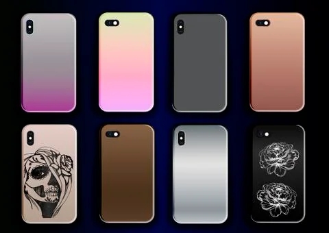 Gradient metallic set for print on a smartphone case - a stylish collection. Stock Illustration