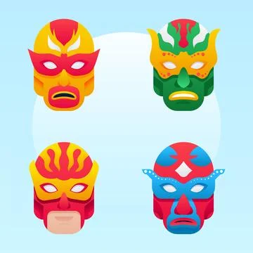 Gradient mexican wrestler element collection Stock Illustration