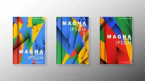 Gradient minimal geometric pattern. the design of the triangle cover backgrou 库存插图