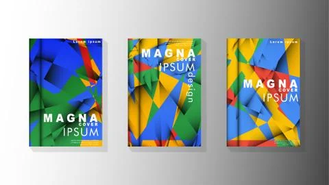 Gradient minimal geometric pattern. the design of the triangle cover backgrou 库存插图