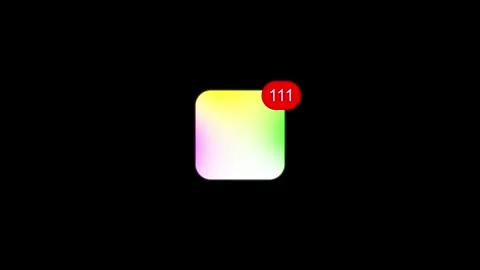 Gradient mobile app notification badge animation isolated on black background Stock Footage 341841835