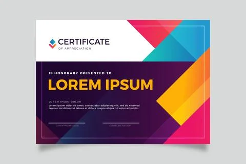 Gradient modern certificate template Stock Illustration