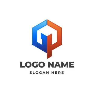 Gradient Monogram GP Initial Letter Logo. Stock Illustration