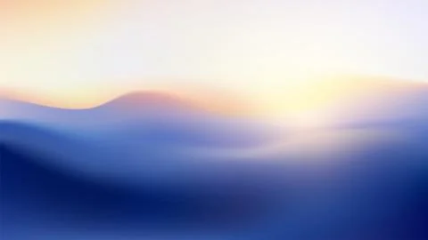 Gradient mountain landscape with sunrise. Vector wavy background. Blurry Stock Illustration