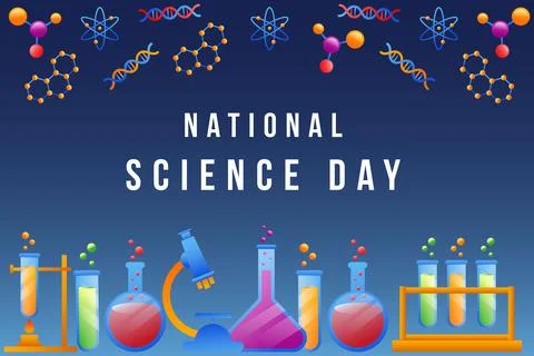 Gradient national science day background with science element Stock Illustration
