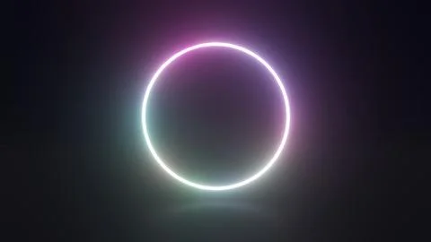 Gradient neon circle set Glowing border isolated on a dark background with sh 스톡 일러스트