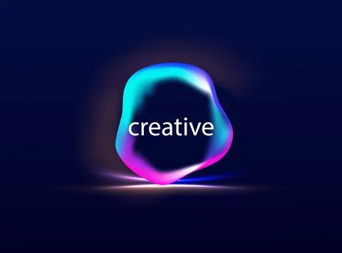 Gradient neon color sphere. Round holographic gradients. Glowing bright liquid Stock Illustration