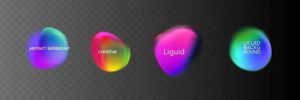 Gradient neon color sphere. Round holographic gradients. Glowing bright liquid Stock Illustration