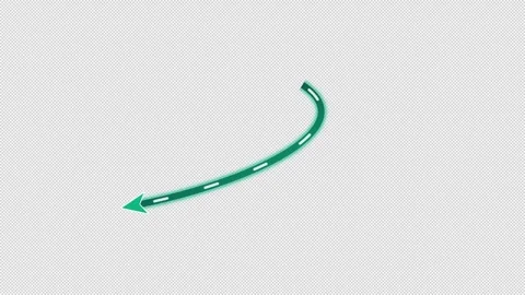 Gradient Neon Glowing Path Line Motion Arrow Transparent Overlay Animation Stock Footage 346156709