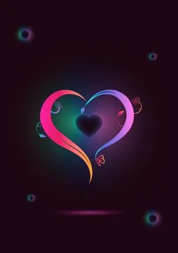 Gradient Neon Heart Design Stock Illustration