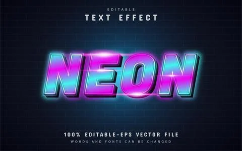 Gradient neon text effect Stock Illustration