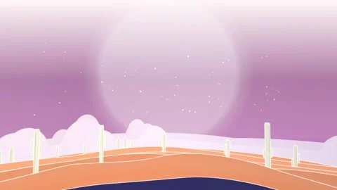 Gradient neon violet sun-baked cactus panorama commercial background scene with Stock Footage 338384273