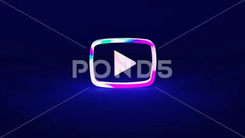 Gradient neon Youtube logo border isolated on a dark background with ...