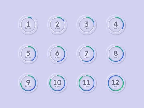 Gradient neumorphism circular countdown timer set イラスト素材