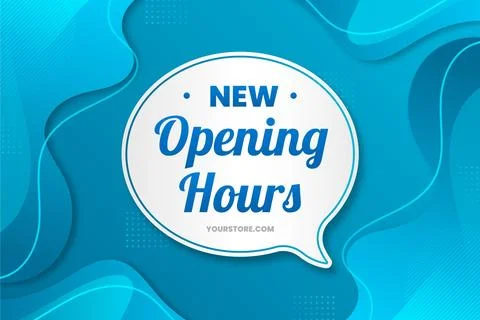 Gradient new opening hours sign Stock Illustration