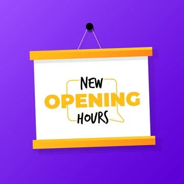 Gradient new opening hours sign Stock Illustration
