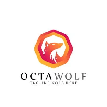 Gradient Octagon Wolf Modern Logos Design Vector Illustration Template Stock Illustration