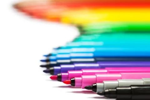 Gradient from open felt-tip pens Stock Photos