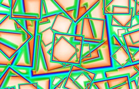 Gradient Orange, green and blue chaotic geometric square frame pattern Illustrazione stock