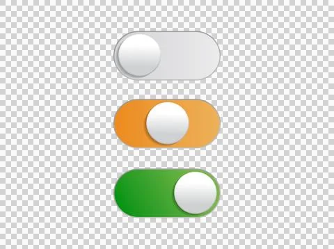 Gradient orange, green, gray icon On and Off toggle switch modern button Stock Illustration