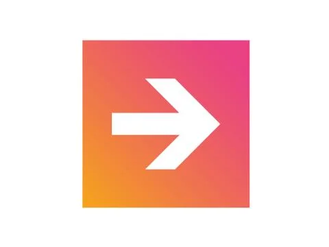 Gradient orange to pink isolated arrow flat icon Ilustración de archivo