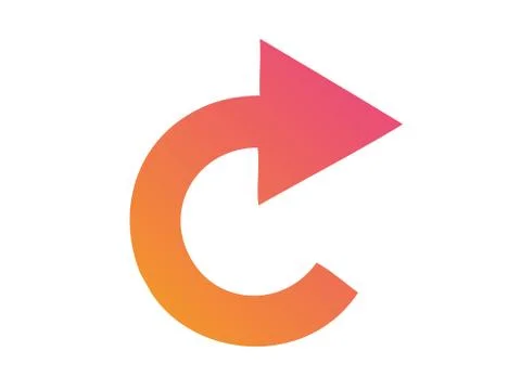 Gradient orange to pink isolated arrow flat icon Ilustración de archivo