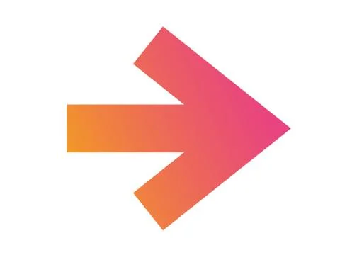 Gradient orange to pink isolated arrow flat icon Ilustración de archivo