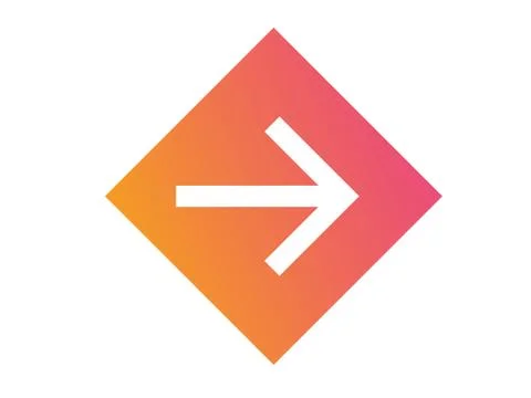 Gradient orange to pink isolated arrow flat icon Ilustración de archivo