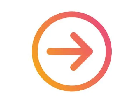 Gradient orange to pink isolated arrow flat icon Ilustración de archivo