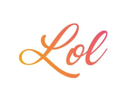 Gradient orange to pink  isolated hand writing word Lol Stock Illustration