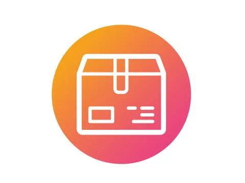 Gradient orange to pink vector colorful delivery box line icon Ilustração Stock