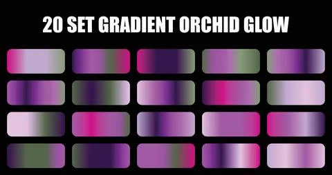 Gradient orchid glow set vector design illustration with colorful palettes and Stock Illustration