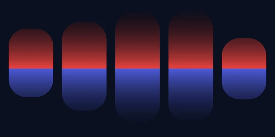 Gradient ovals with red and blue split colors Stock Illustration