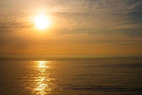 Gradient Overlay Orange Sky Evening Sunset Sunrise Pastel Soft Effect Sea Stock Photos