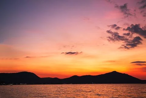 Gradient Overlay Orange Sky Evening Sunset Sunrise Pastel Soft Effect Sea 写真素材