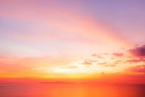 Gradient Overlay Orange Sky Evening Sunset Sunrise Pastel Soft Effect Sea 写真素材