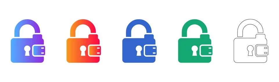 Gradient Padlock Icon Set Stock Illustration