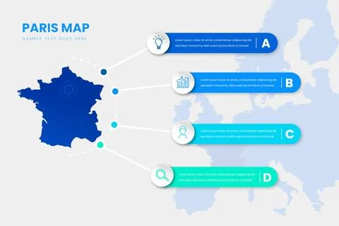 Gradient paris map infographics Stock Illustration