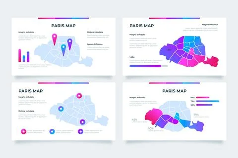 Gradient paris map infographics Stock Illustration