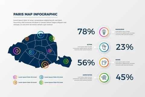 Gradient paris map infographics Illustrazione stock