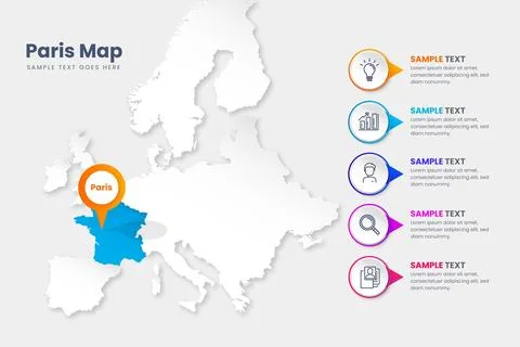 Gradient paris map infographics Stock Illustration