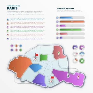 Gradient paris map infographics Stock Illustration