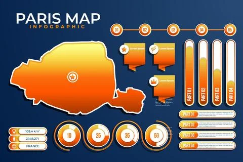 Gradient paris map infographics Illustrazione stock